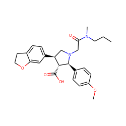 CCCN(C)C(=O)CN1C[C@H](c2ccc3c(c2)OCC3)[C@@H](C(=O)O)[C@@H]1c1ccc(OC)cc1 ZINC000013760912