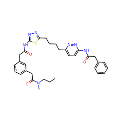 CCCN(C)C(=O)Cc1cccc(CC(=O)Nc2nnc(CCCCc3ccc(NC(=O)Cc4ccccc4)nn3)s2)c1 ZINC000169698397