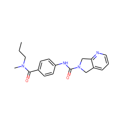 CCCN(C)C(=O)c1ccc(NC(=O)N2Cc3cccnc3C2)cc1 ZINC000166763560