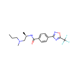 CCCN(C)C[C@@H](C)NC(=O)c1ccc(-c2noc(C(F)(F)F)n2)cc1 ZINC000142943924