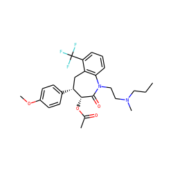 CCCN(C)CCN1C(=O)[C@H](OC(C)=O)[C@H](c2ccc(OC)cc2)Cc2c1cccc2C(F)(F)F ZINC000013450771