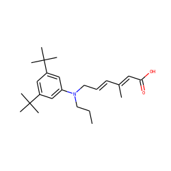 CCCN(C/C=C/C(C)=C/C(=O)O)c1cc(C(C)(C)C)cc(C(C)(C)C)c1 ZINC000036242011