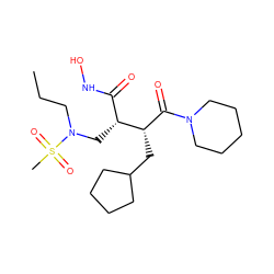 CCCN(C[C@H](C(=O)NO)[C@@H](CC1CCCC1)C(=O)N1CCCCC1)S(C)(=O)=O ZINC000026731890