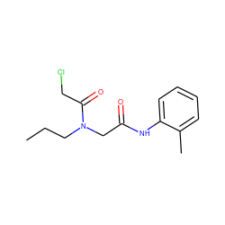 CCCN(CC(=O)Nc1ccccc1C)C(=O)CCl ZINC000003298510