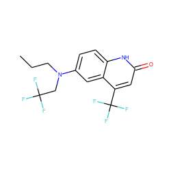 CCCN(CC(F)(F)F)c1ccc2[nH]c(=O)cc(C(F)(F)F)c2c1 ZINC000014968411