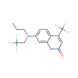 CCCN(CC(F)(F)F)c1ccc2c(C(F)(F)F)cc(=O)[nH]c2c1 ZINC000014968332