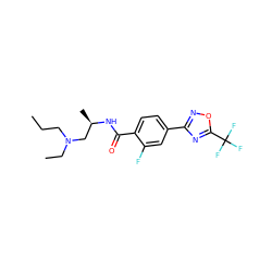 CCCN(CC)C[C@@H](C)NC(=O)c1ccc(-c2noc(C(F)(F)F)n2)cc1F ZINC000142927545