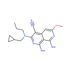 CCCN(CC1CC1)c1nc(N)c2c(N)nc(OC)cc2c1C#N ZINC000025720008