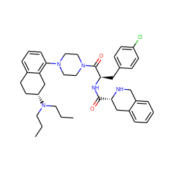 CCCN(CCC)[C@@H]1CCc2cccc(N3CCN(C(=O)[C@@H](Cc4ccc(Cl)cc4)NC(=O)[C@H]4Cc5ccccc5CN4)CC3)c2C1 ZINC000028528327