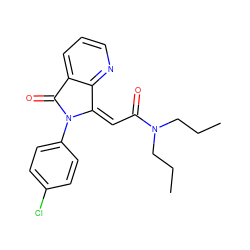 CCCN(CCC)C(=O)/C=C1\c2ncccc2C(=O)N1c1ccc(Cl)cc1 ZINC000013759895