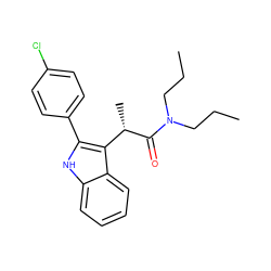 CCCN(CCC)C(=O)[C@@H](C)c1c(-c2ccc(Cl)cc2)[nH]c2ccccc12 ZINC000013833102