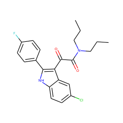 CCCN(CCC)C(=O)C(=O)c1c(-c2ccc(F)cc2)[nH]c2ccc(Cl)cc12 ZINC000040392651