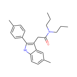 CCCN(CCC)C(=O)Cc1c(-c2ccc(C)cc2)[nH]c2ccc(C)cc12 ZINC000000606187