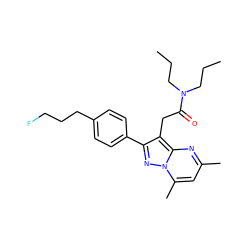 CCCN(CCC)C(=O)Cc1c(-c2ccc(CCCF)cc2)nn2c(C)cc(C)nc12 ZINC001772579937