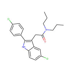 CCCN(CCC)C(=O)Cc1c(-c2ccc(Cl)cc2)[nH]c2ccc(Cl)cc12 ZINC000001535097