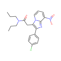 CCCN(CCC)C(=O)Cc1c(-c2ccc(Cl)cc2)nc2c([N+](=O)[O-])cccn12 ZINC000013801046