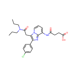 CCCN(CCC)C(=O)Cc1c(-c2ccc(Cl)cc2)nc2c(NC(=O)CCC(=O)O)cccn12 ZINC000040937752