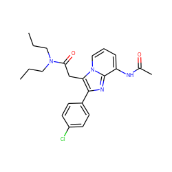 CCCN(CCC)C(=O)Cc1c(-c2ccc(Cl)cc2)nc2c(NC(C)=O)cccn12 ZINC000013801065