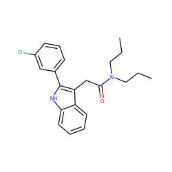 CCCN(CCC)C(=O)Cc1c(-c2cccc(Cl)c2)[nH]c2ccccc12 ZINC000000606189