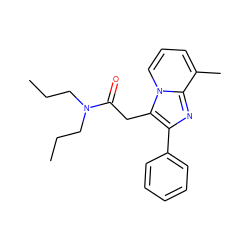 CCCN(CCC)C(=O)Cc1c(-c2ccccc2)nc2c(C)cccn12 ZINC000013801041