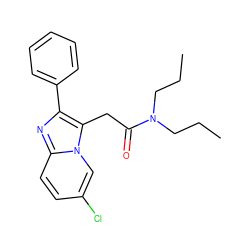 CCCN(CCC)C(=O)Cc1c(-c2ccccc2)nc2ccc(Cl)cn12 ZINC000013765509