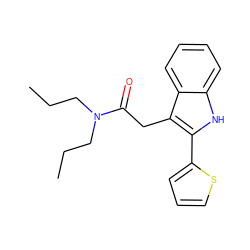 CCCN(CCC)C(=O)Cc1c(-c2cccs2)[nH]c2ccccc12 ZINC000000008138