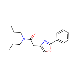 CCCN(CCC)C(=O)Cc1coc(-c2ccccc2)n1 ZINC000053365804