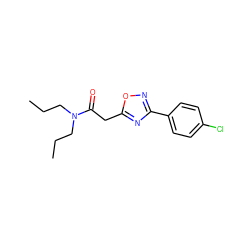 CCCN(CCC)C(=O)Cc1nc(-c2ccc(Cl)cc2)no1 ZINC000072118320