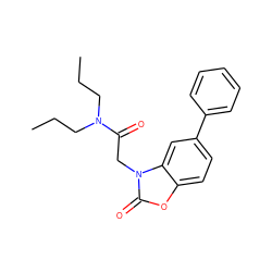 CCCN(CCC)C(=O)Cn1c(=O)oc2ccc(-c3ccccc3)cc21 ZINC000038357670