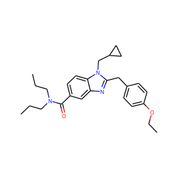 CCCN(CCC)C(=O)c1ccc2c(c1)nc(Cc1ccc(OCC)cc1)n2CC1CC1 ZINC000040380483