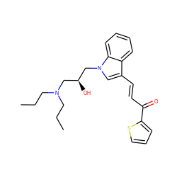 CCCN(CCC)C[C@H](O)Cn1cc(/C=C/C(=O)c2cccs2)c2ccccc21 ZINC000004116430