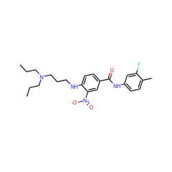 CCCN(CCC)CCCNc1ccc(C(=O)Nc2ccc(C)c(F)c2)cc1[N+](=O)[O-] ZINC000004668816