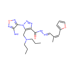 CCCN(CCC)Cc1c(C(=O)N/N=C/C(C)=C\c2ccco2)nnn1-c1nonc1N ZINC000015935229