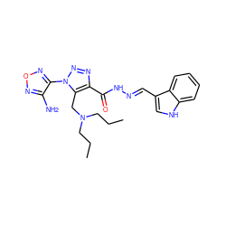 CCCN(CCC)Cc1c(C(=O)NN=Cc2c[nH]c3ccccc23)nnn1-c1nonc1N ZINC000253978792