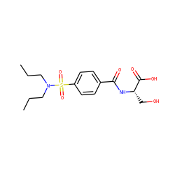 CCCN(CCC)S(=O)(=O)c1ccc(C(=O)N[C@@H](CO)C(=O)O)cc1 ZINC000474609365