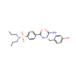 CCCN(CCC)S(=O)(=O)c1ccc(C(=O)N[C@@H](Cc2ccc(O)cc2)C(N)=O)cc1 ZINC000474607004