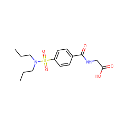 CCCN(CCC)S(=O)(=O)c1ccc(C(=O)NCC(=O)O)cc1 ZINC000000150335