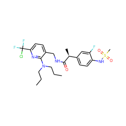 CCCN(CCC)c1nc(C(F)(F)Cl)ccc1CNC(=O)[C@@H](C)c1ccc(NS(C)(=O)=O)c(F)c1 ZINC000145703670