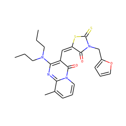 CCCN(CCC)c1nc2c(C)cccn2c(=O)c1/C=C1/SC(=S)N(Cc2ccco2)C1=O ZINC000002261080