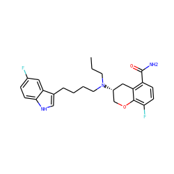 CCCN(CCCCc1c[nH]c2ccc(F)cc12)[C@H]1COc2c(F)ccc(C(N)=O)c2C1 ZINC000034801043