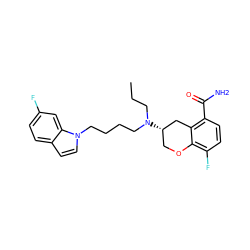 CCCN(CCCCn1ccc2ccc(F)cc21)[C@H]1COc2c(F)ccc(C(N)=O)c2C1 ZINC000040940279