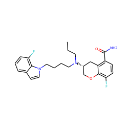 CCCN(CCCCn1ccc2cccc(F)c21)[C@H]1COc2c(F)ccc(C(N)=O)c2C1 ZINC000040409457