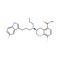 CCCN(CCCc1c[nH]c2ccc(F)cc12)[C@@H]1COc2c(F)ccc(C(N)=O)c2C1 ZINC000036248224