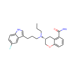 CCCN(CCCc1c[nH]c2ccc(F)cc12)[C@H]1COc2cccc(C(N)=O)c2C1 ZINC000013979267