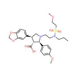 CCCN(CCN1C[C@H](c2ccc3c(c2)OCO3)[C@@H](C(=O)O)[C@@H]1c1ccc(OC)cc1)S(=O)(=O)CCOC ZINC000026956482