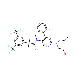 CCCN(CCO)c1cc(-c2ccccc2Cl)c(N(C)C(=O)C(C)(C)c2cc(C(F)(F)F)cc(C(F)(F)F)c2)cn1 ZINC000049777265