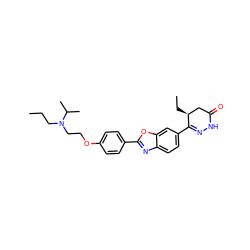 CCCN(CCOc1ccc(-c2nc3ccc(C4=NNC(=O)C[C@@H]4CC)cc3o2)cc1)C(C)C ZINC000169000638