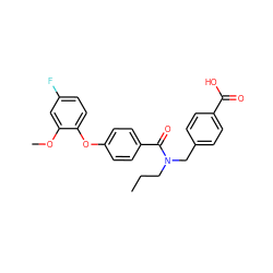 CCCN(Cc1ccc(C(=O)O)cc1)C(=O)c1ccc(Oc2ccc(F)cc2OC)cc1 ZINC000584598301