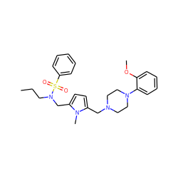 CCCN(Cc1ccc(CN2CCN(c3ccccc3OC)CC2)n1C)S(=O)(=O)c1ccccc1 ZINC000013743861