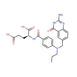 CCCN(Cc1ccc2nc(N)[nH]c(=O)c2c1)c1ccc(C(=O)N[C@@H](CCC(=O)O)C(=O)O)cc1 ZINC000029334144